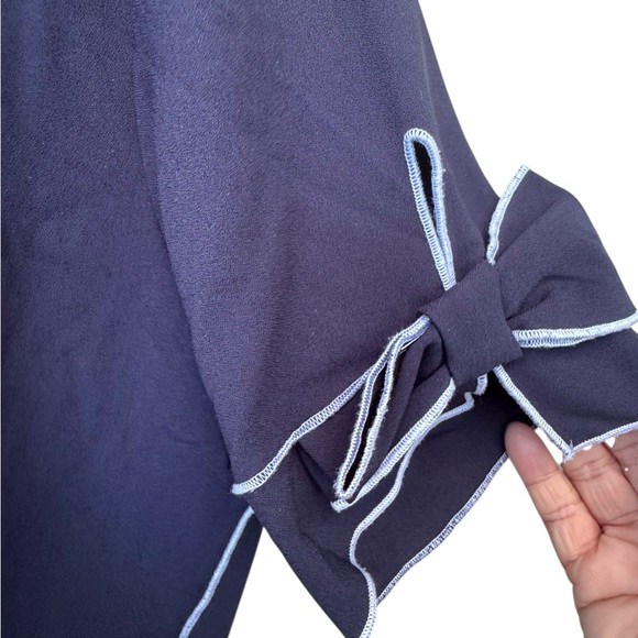 Zara Dark Blue Tunic with Bow Accents size Large - Picture 3 of 10